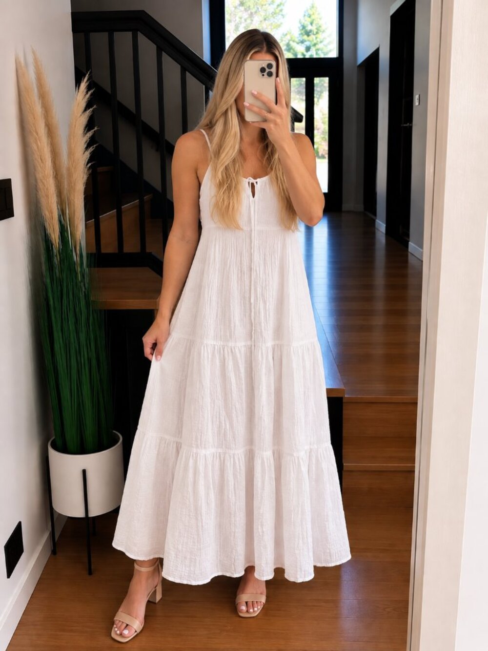 NWT BB Dakota by Steve Madden White Tiered Maxi Dress